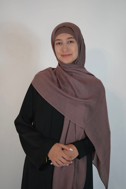 Modal Hijab and Bamboo Undercap Matching  Set - Deep Mauve