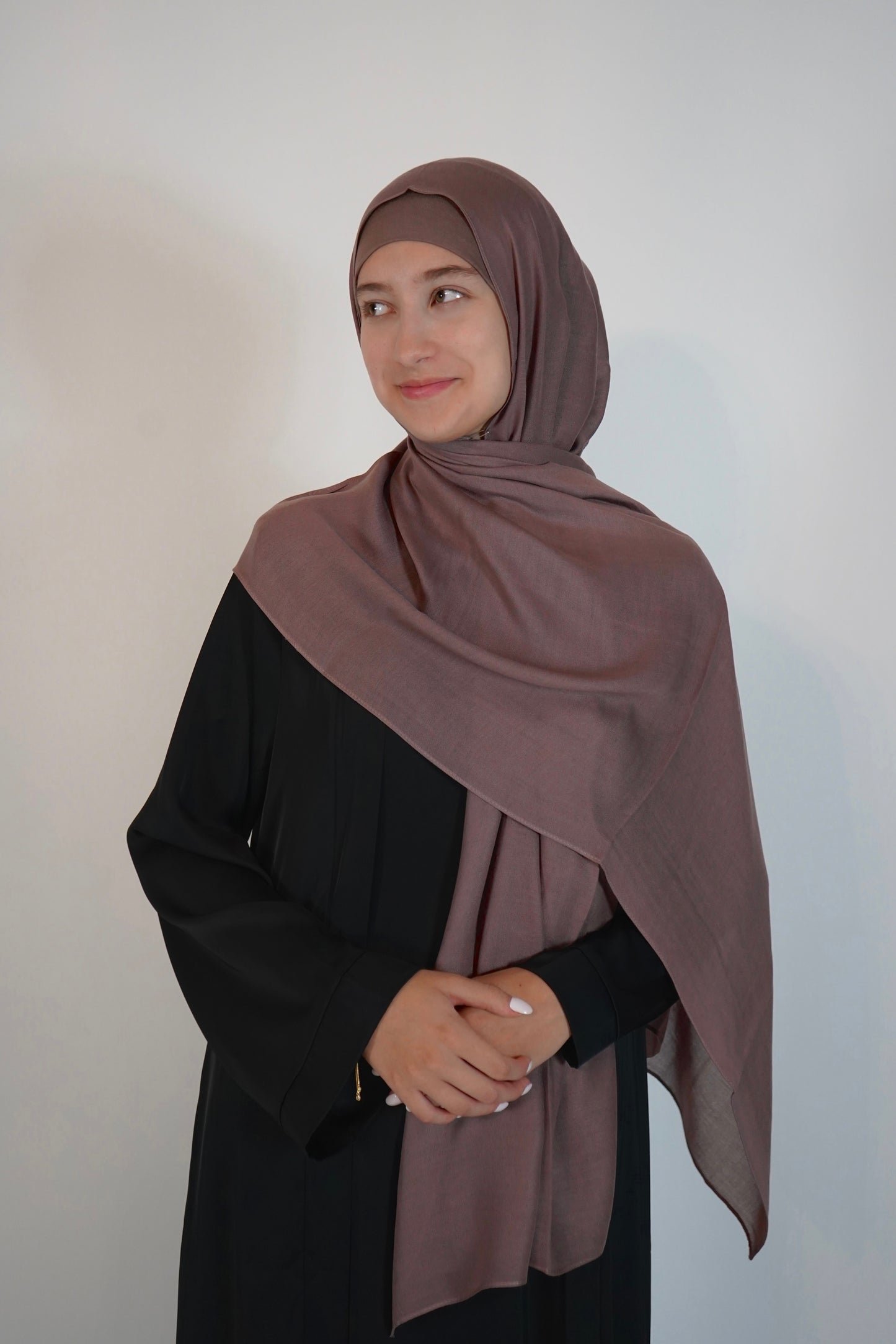 Modal Hijab and Bamboo Undercap Matching  Set - Deep Mauve