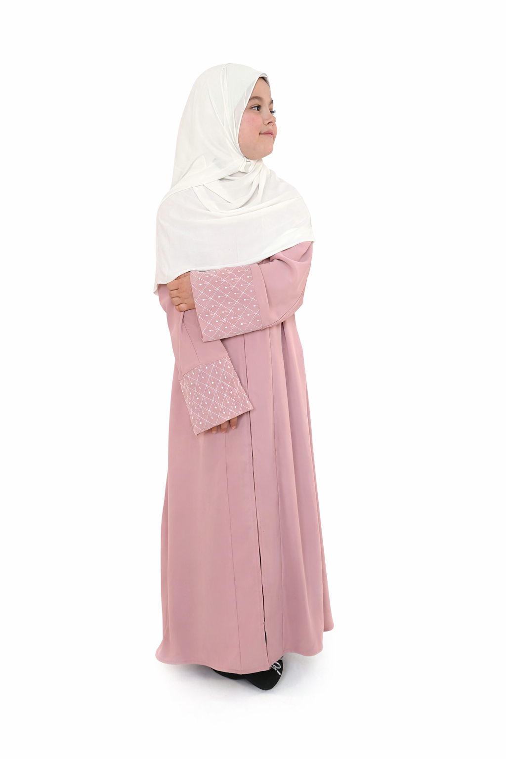Kids Zip Up Abaya - Pink