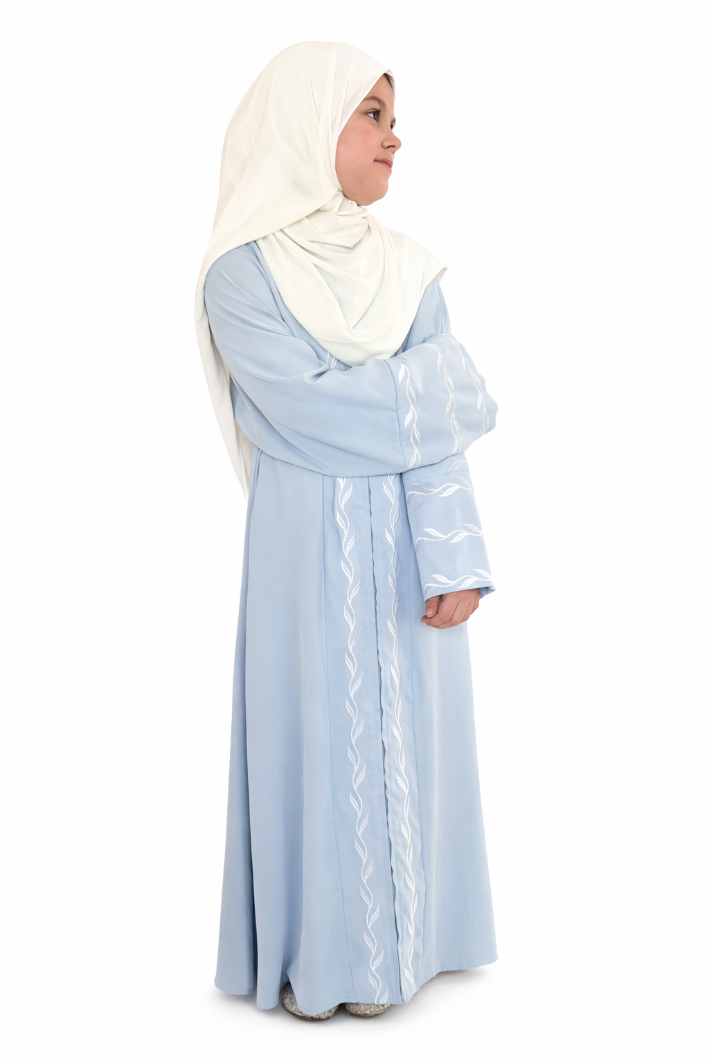 Kids Zip Up Abaya - Light Blue