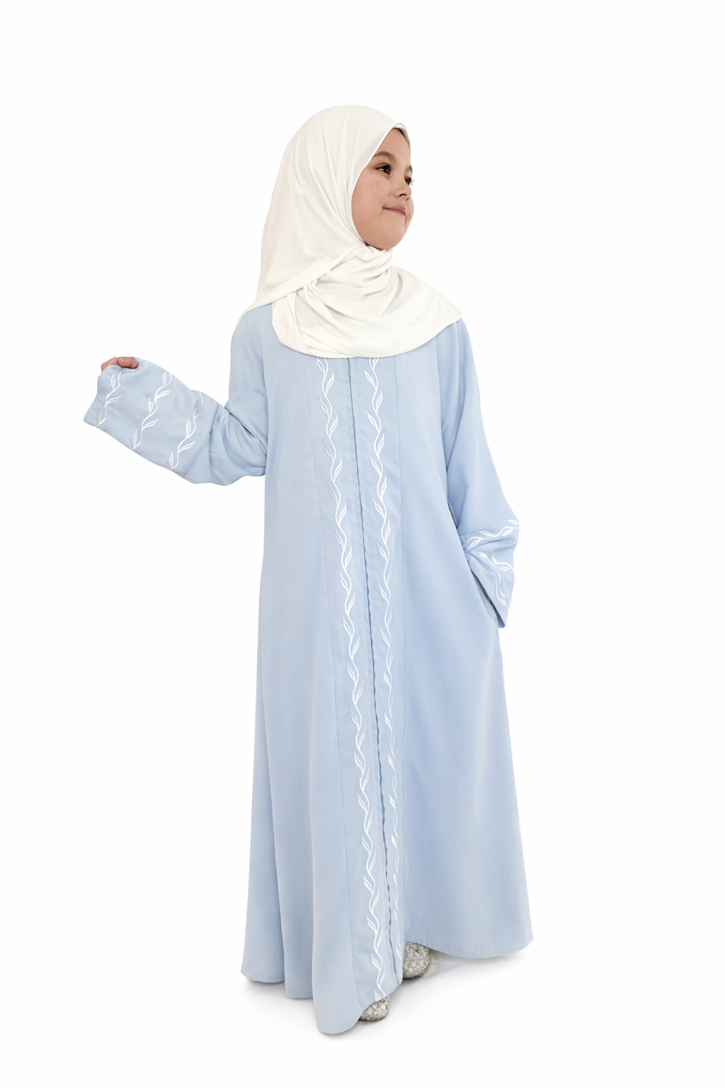 Kids Zip Up Abaya - Light Blue