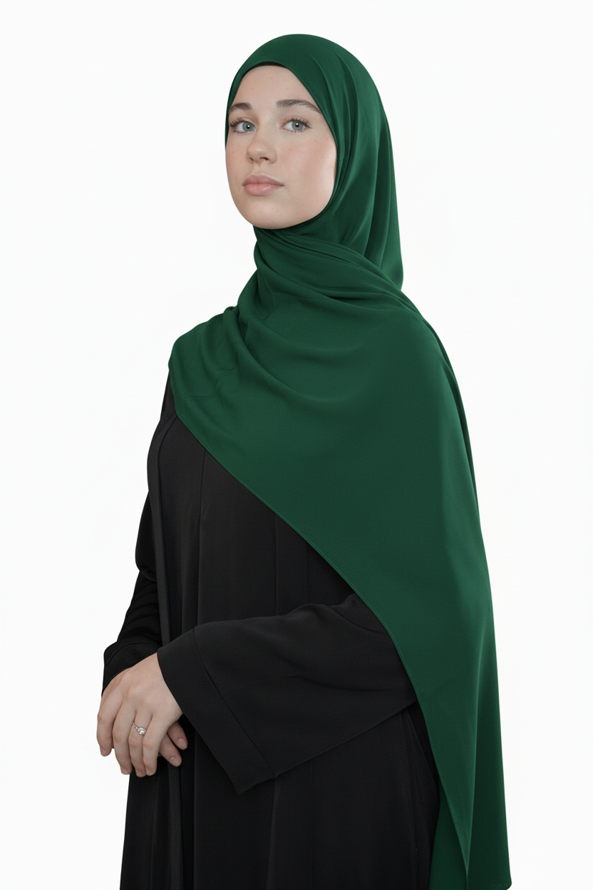 Medina Silk Hijab - Forest Green