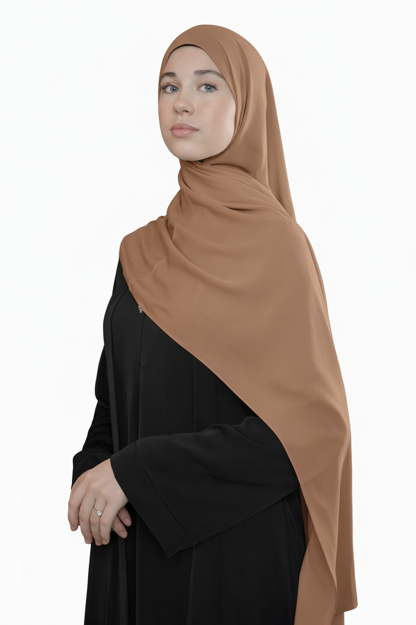 Medina Silk Hijab - Cappuccino
