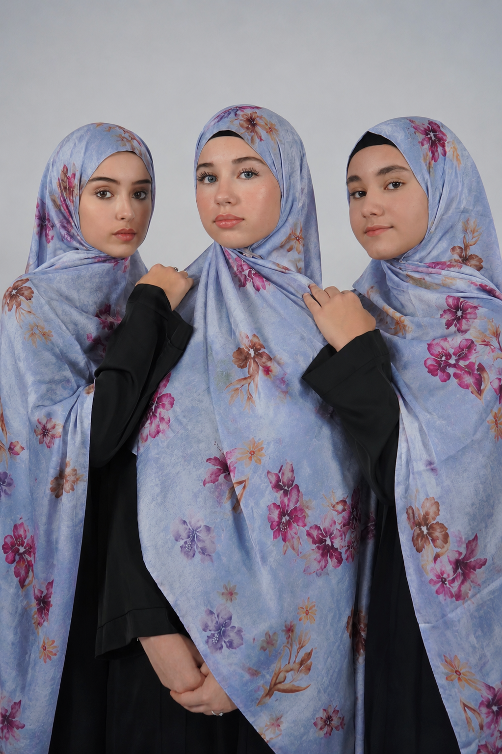 Print Satin Hijab - Blue Blossom