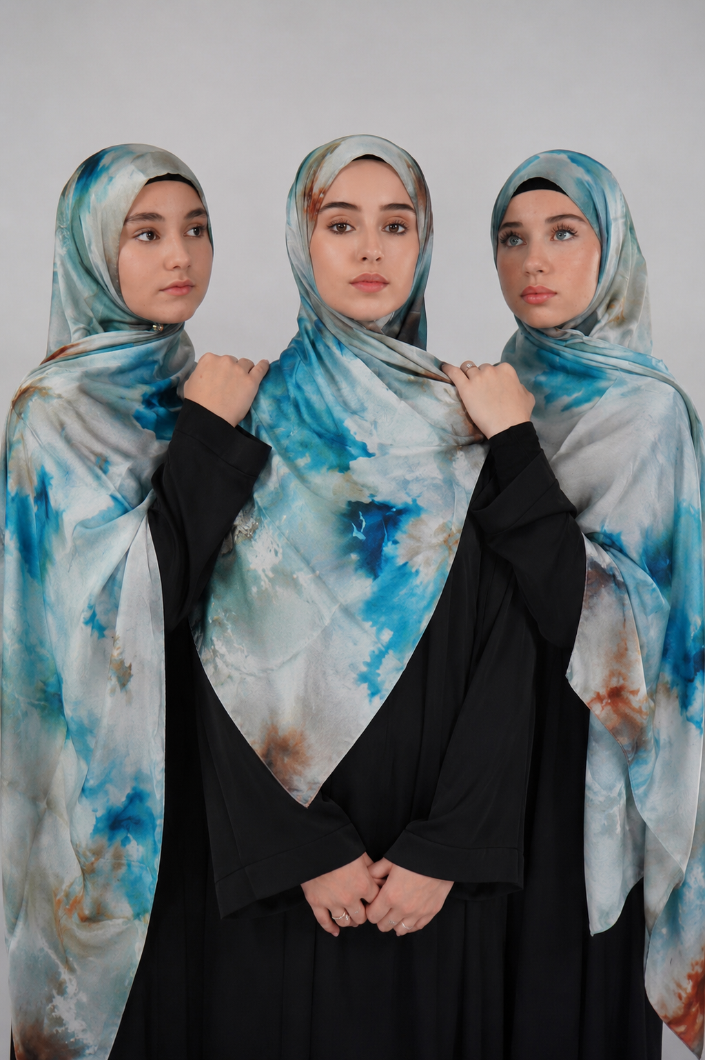Print Satin Hijab - Rustic Ocean