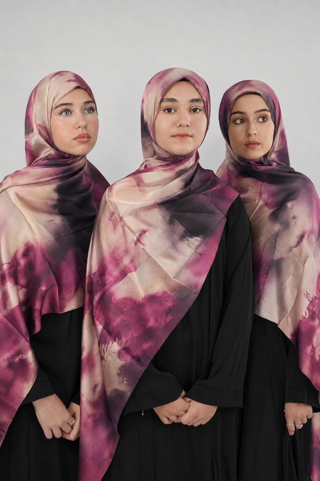 Print Satin Hijab - Mauve Cascade