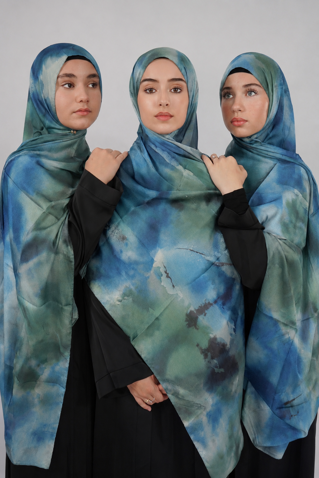 Print Satin Hijab - Midnight Lagoon
