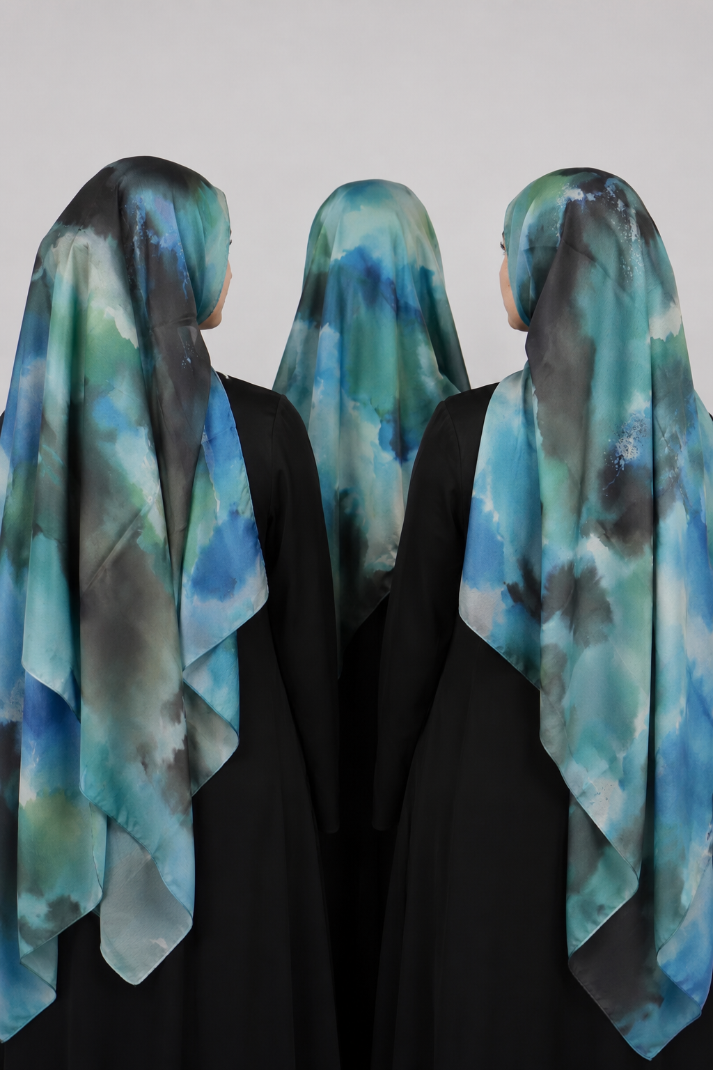 Print Satin Hijab - Midnight Lagoon