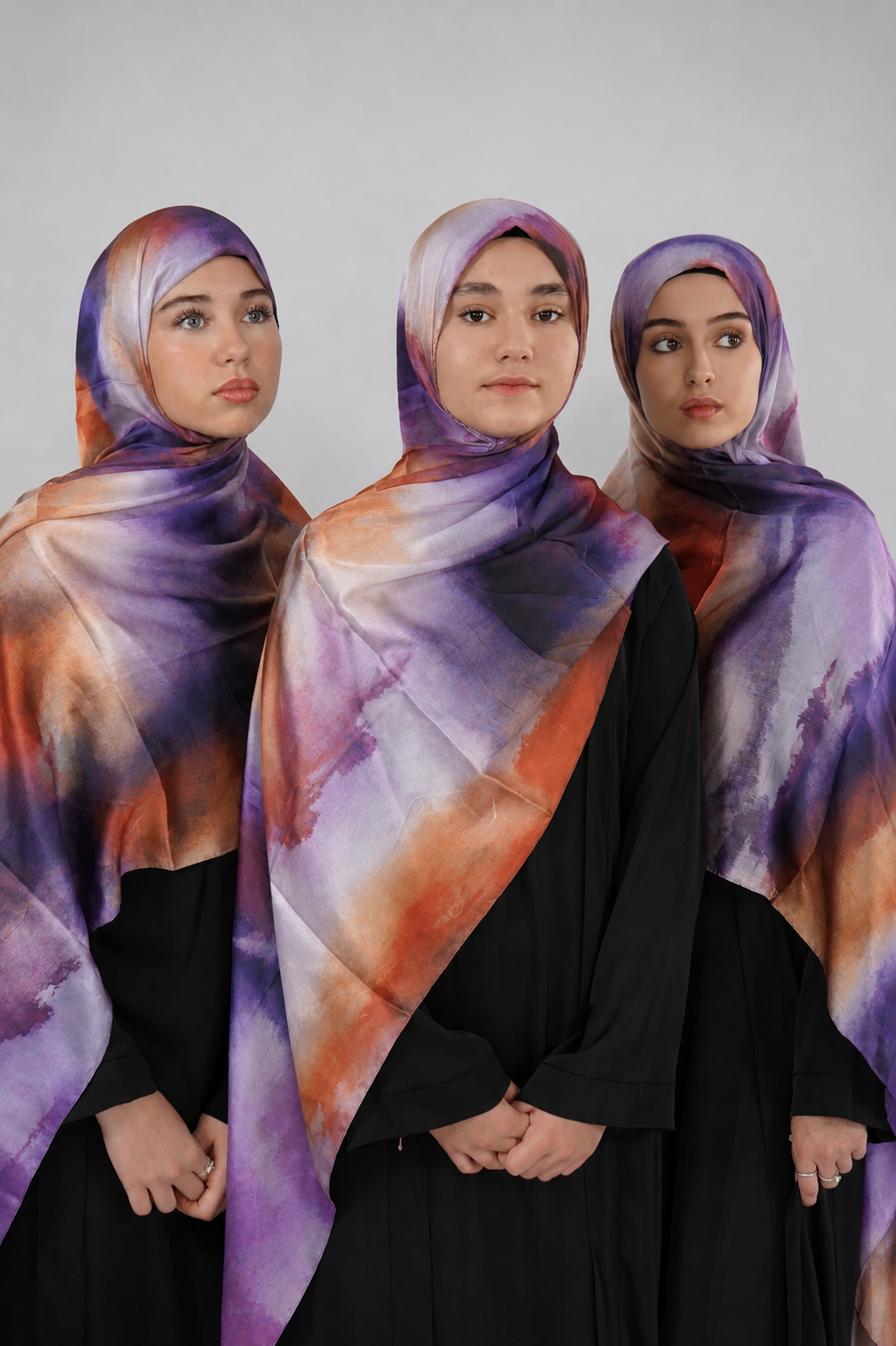 Print Satin Hijab - Sunset Ember