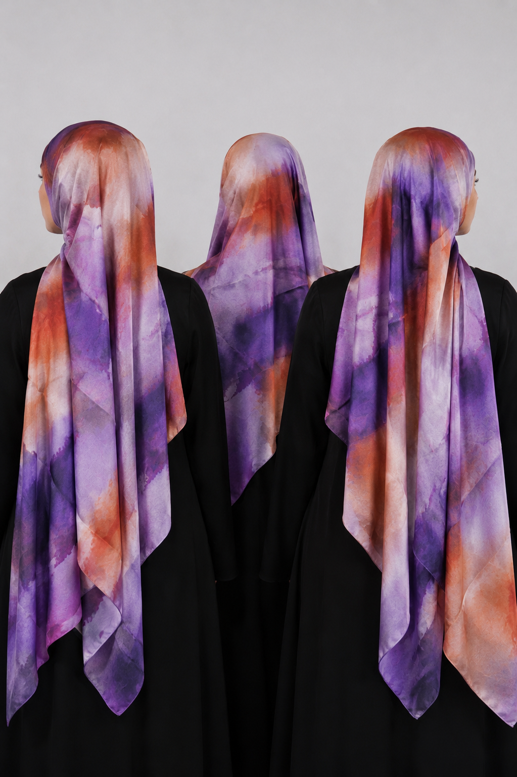 Print Satin Hijab - Sunset Ember