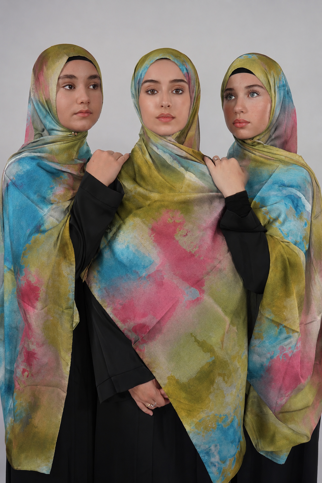 Print Satin Hijab - Pastel Bloom