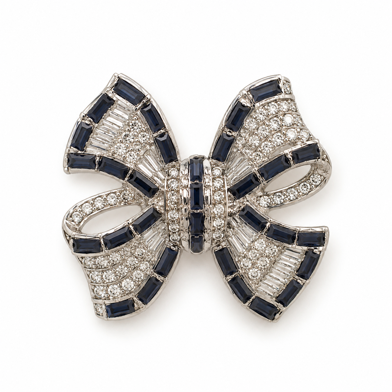 Navy Bow Brooch