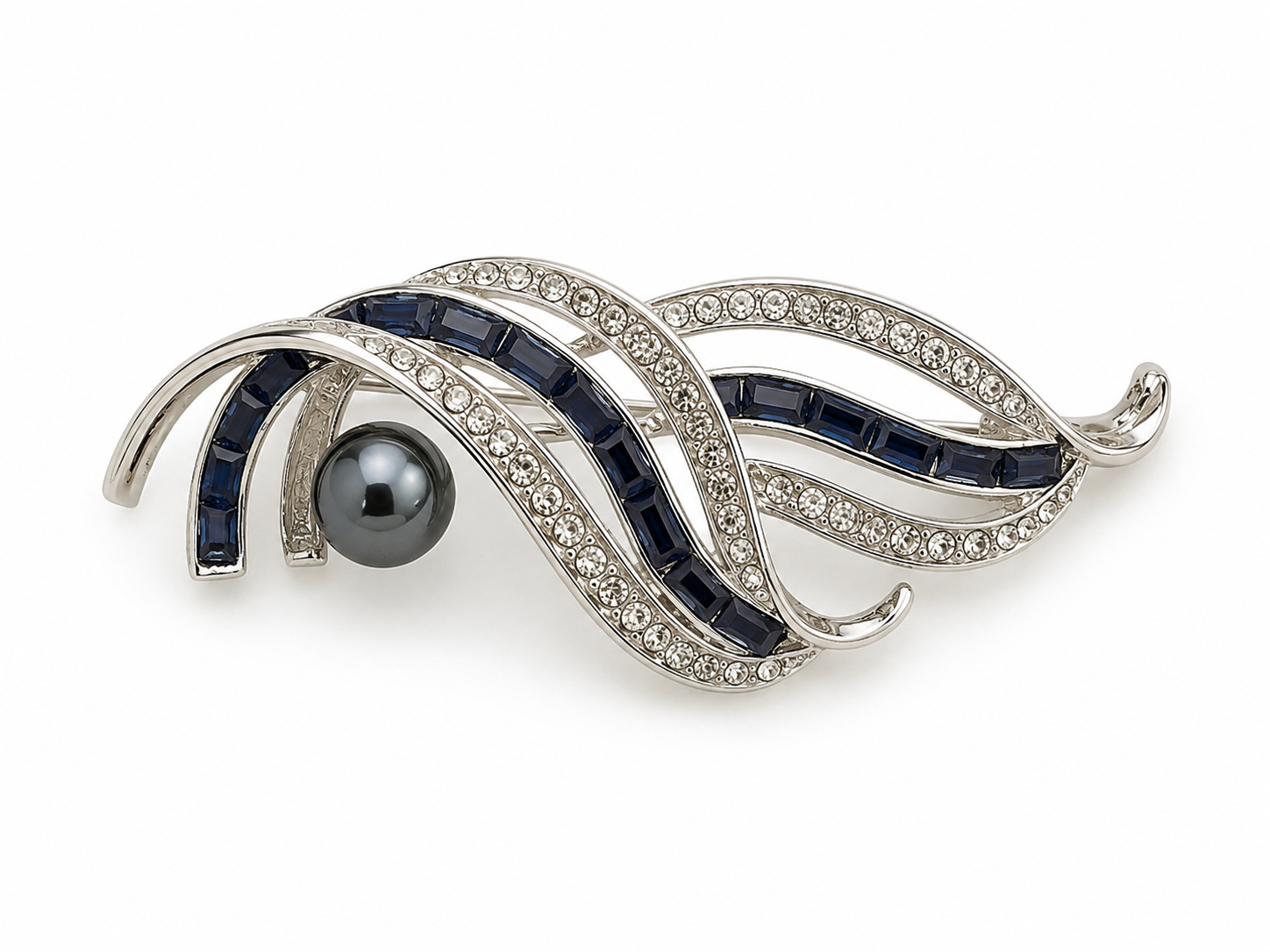 Navy Wave Brooch