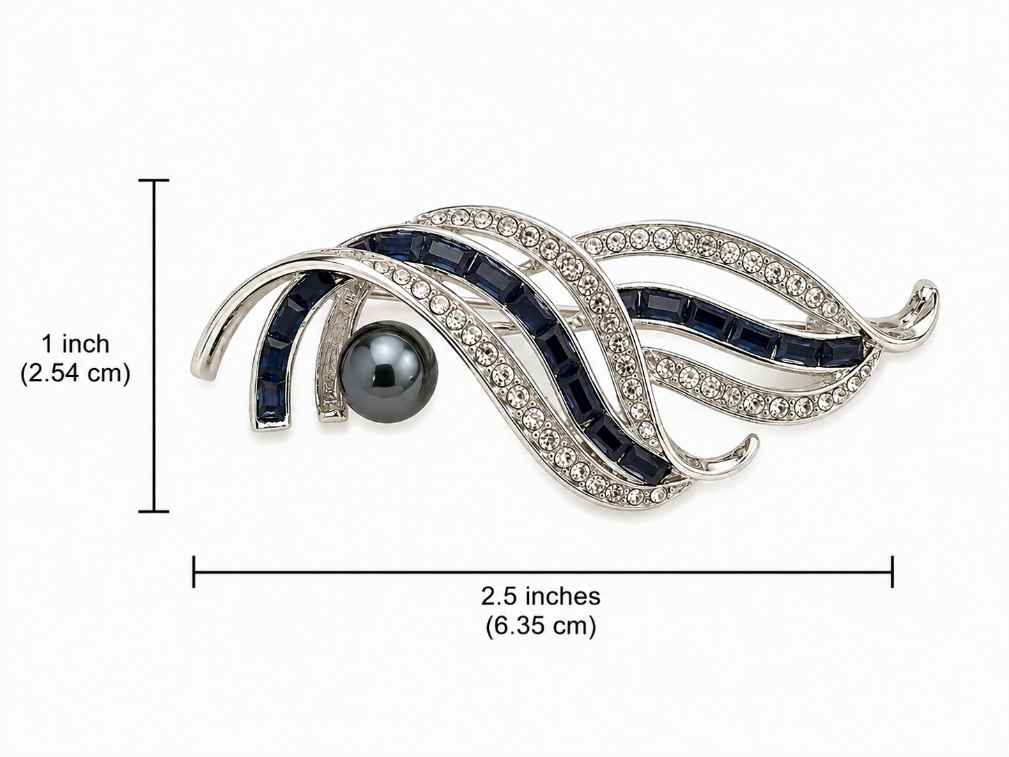 Navy Wave Brooch