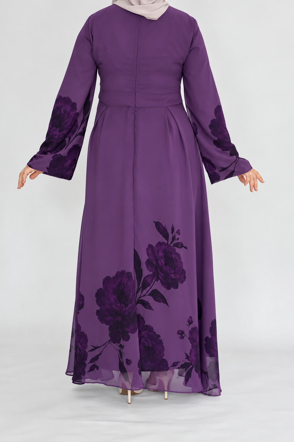 Plum Floral Print Dress - Chiffon