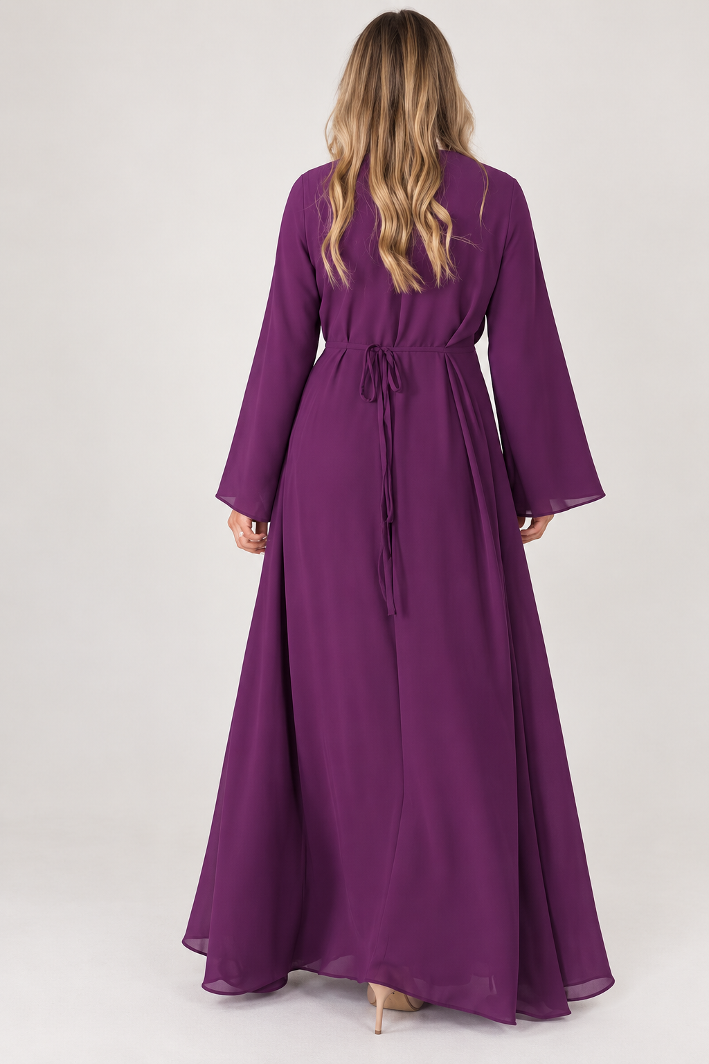 Chiffon Buckle Dress - Purple
