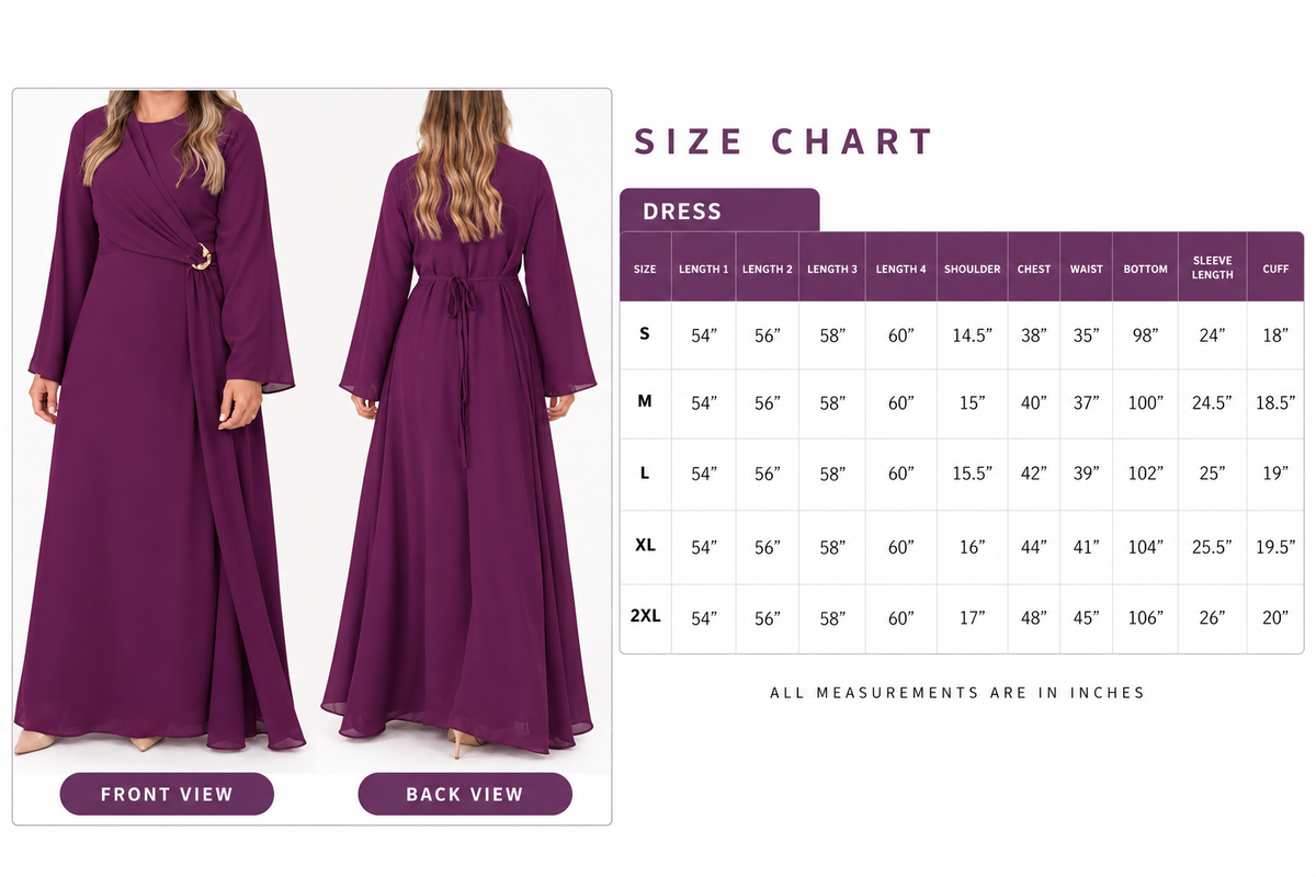 Chiffon Buckle Dress - Purple