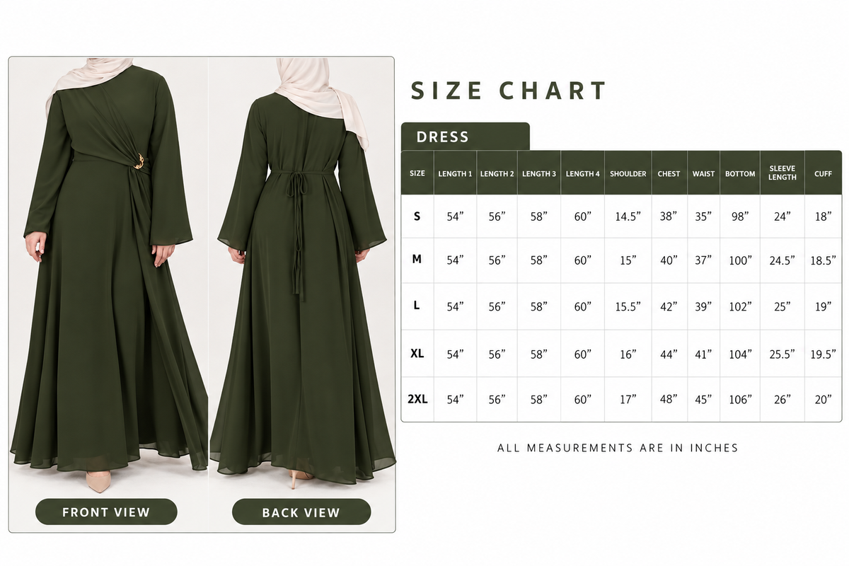 Chiffon Buckle Dress - Dark Olive