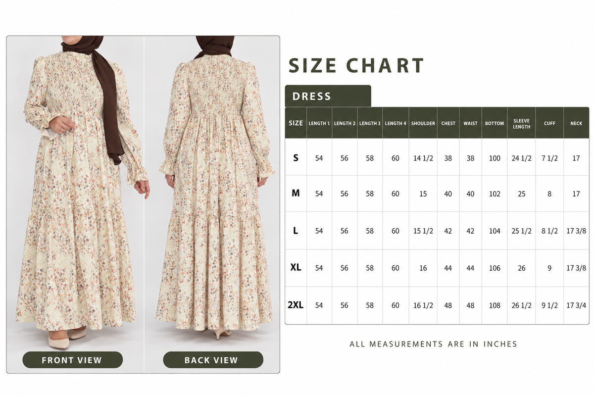 Cotton Fall Leaf Smock Dress