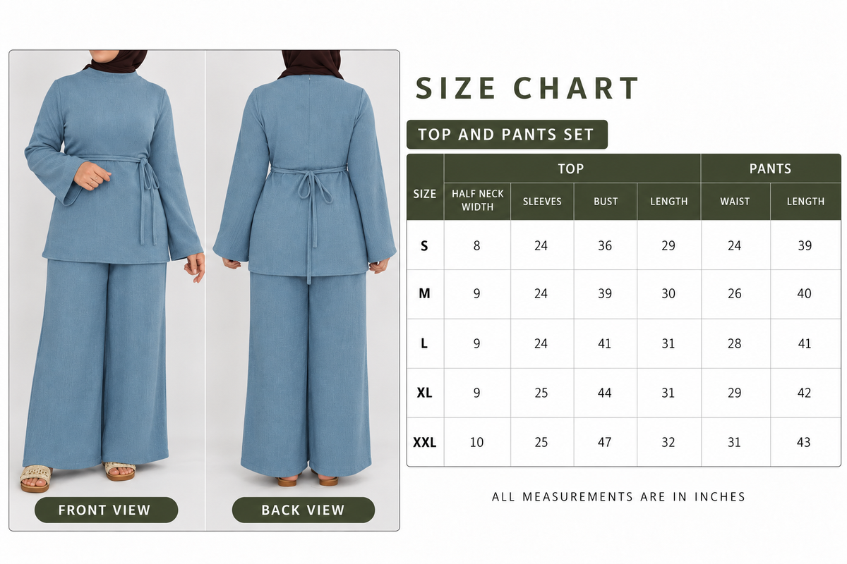 Textured Tunic Set - Dusty Blue