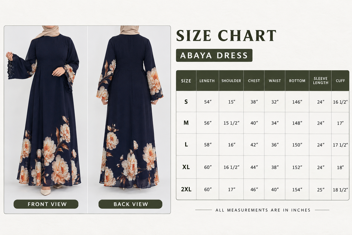 Navy Floral Print Dress - Chiffon