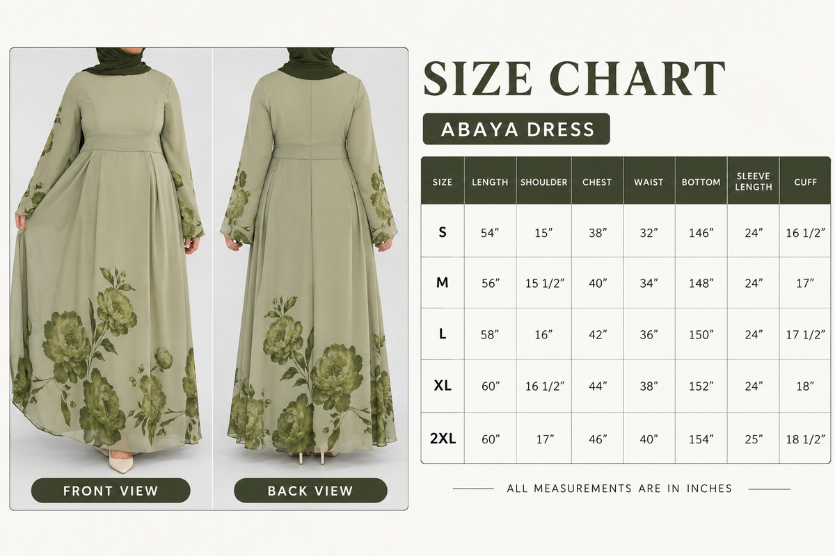 Olive Floral Print Dress - Chiffon