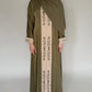 Zip Up Embroidery Abaya - Olive