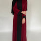 Zip Up Embroidery Abaya - Maroon