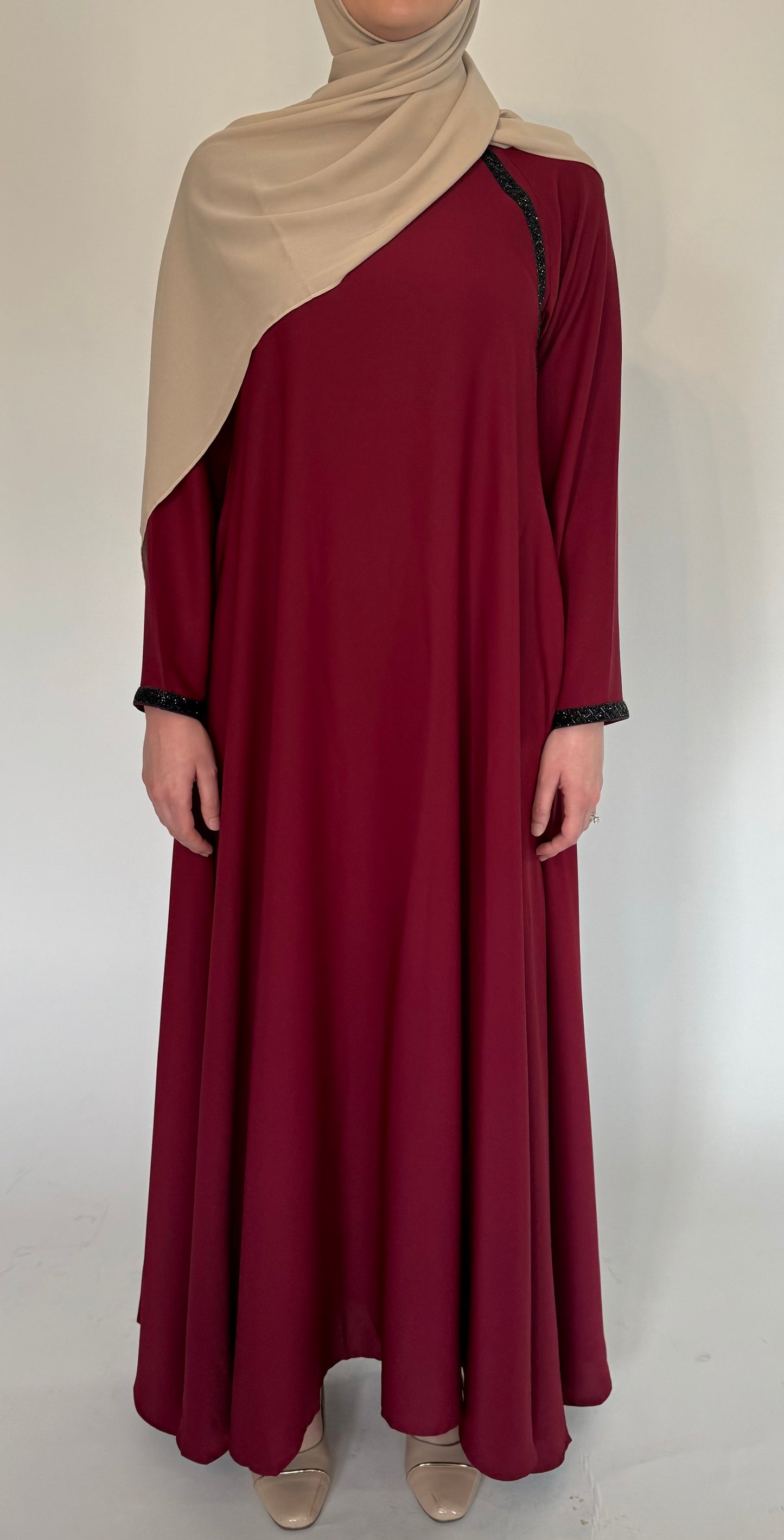 Maroon A-Line Umbrella Abaya