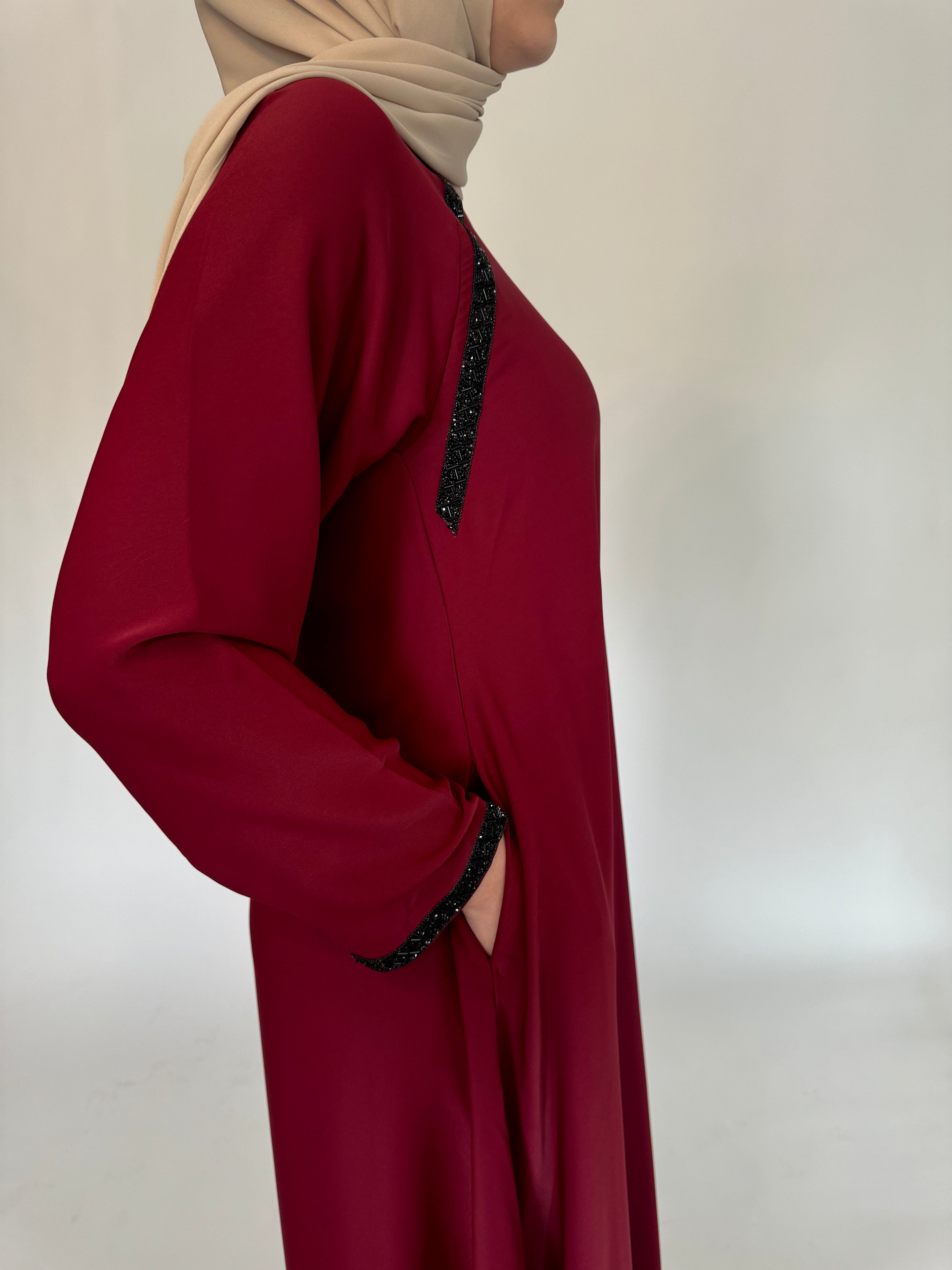 Maroon A-Line Umbrella Abaya