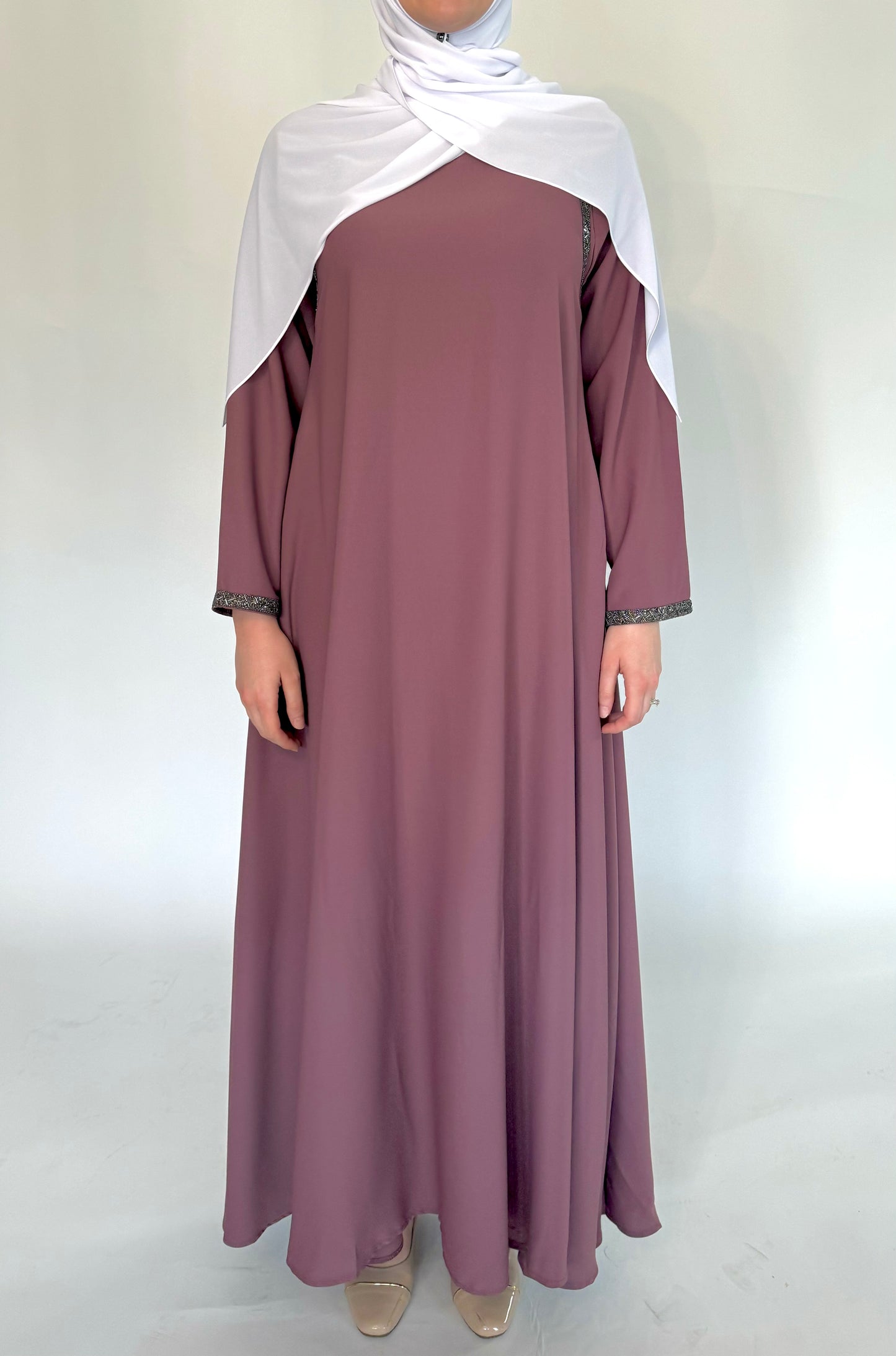 A-Line Umbrella Abaya - Dusty Rose