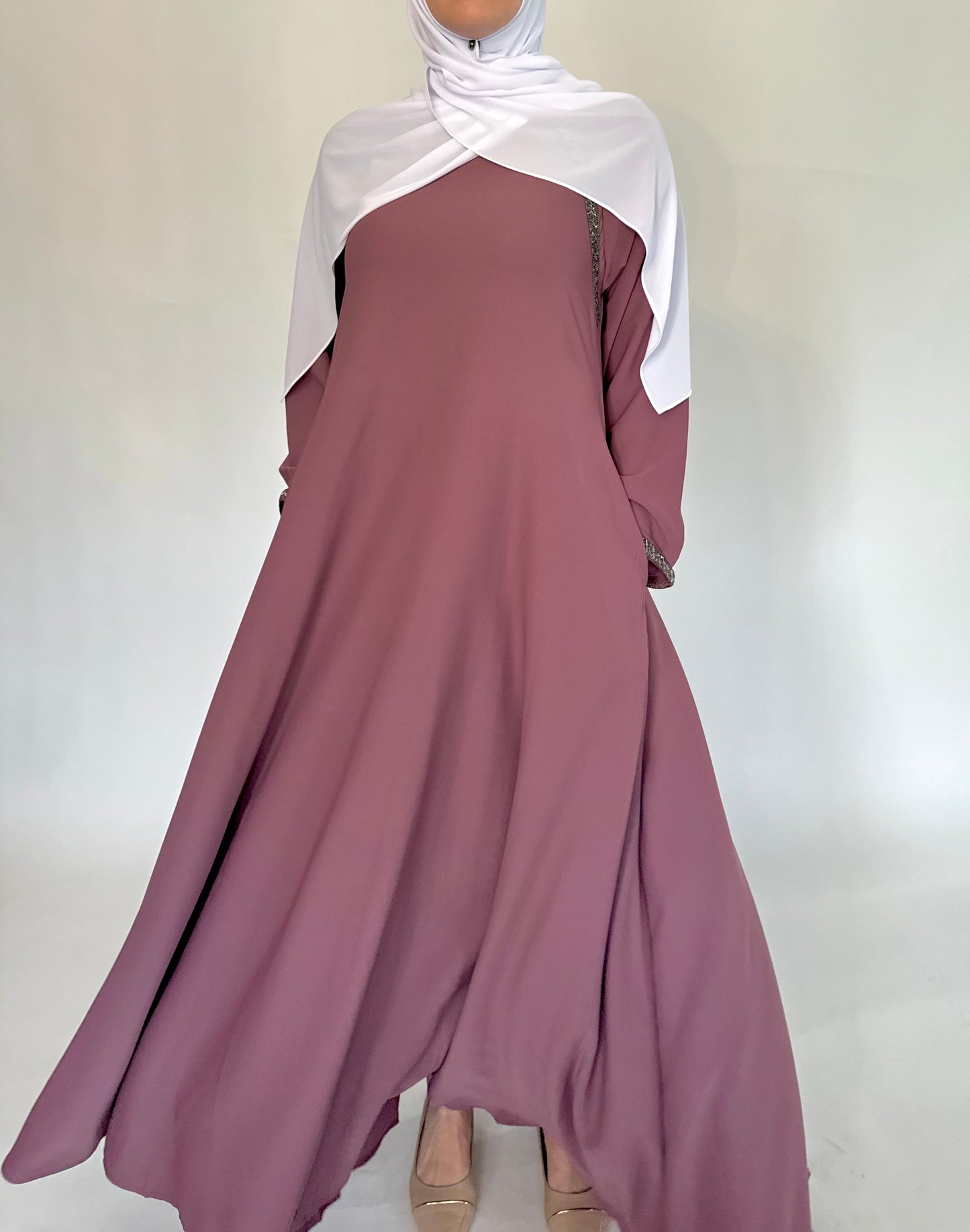 A-Line Umbrella Abaya - Dusty Rose