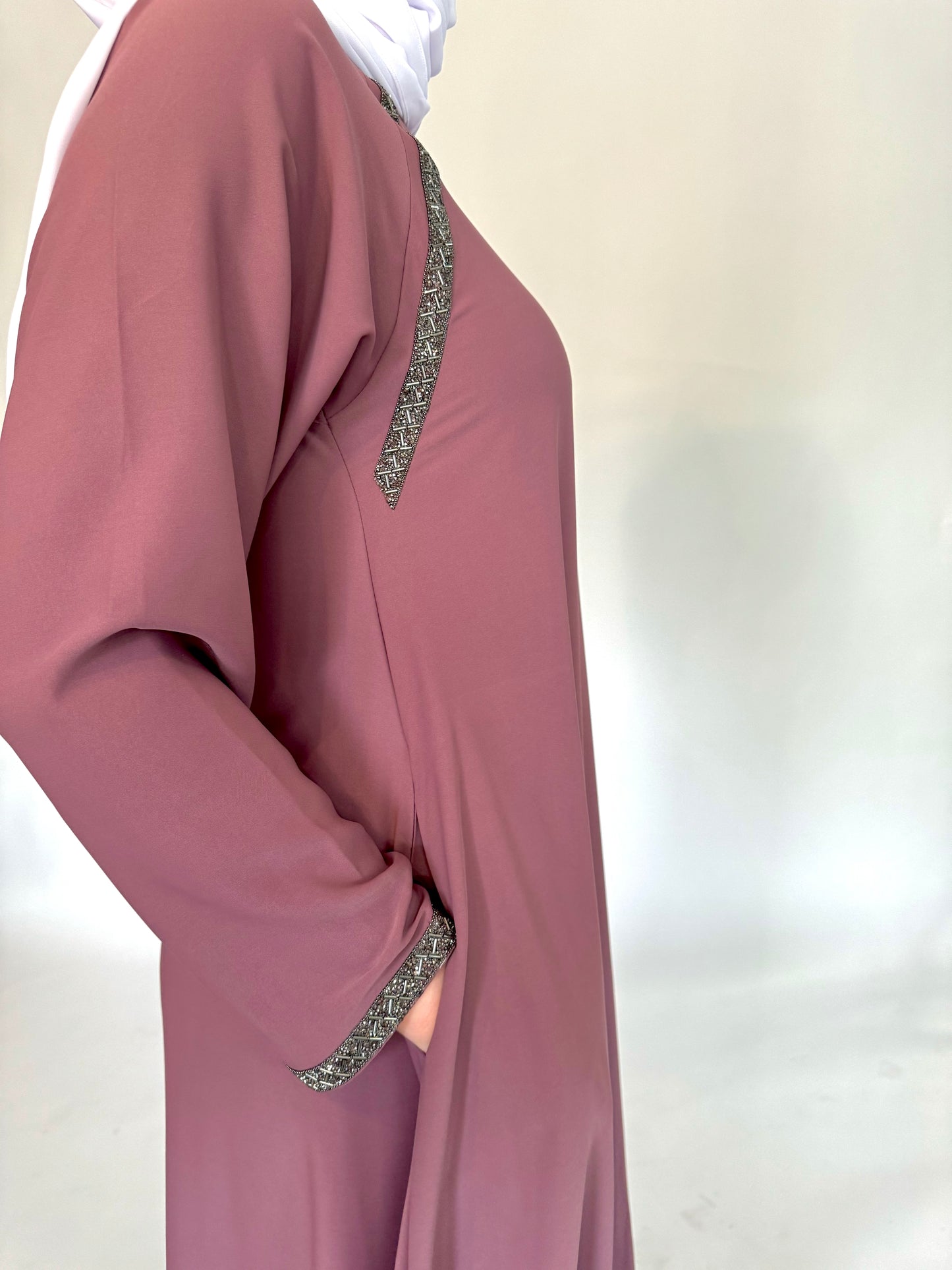 A-Line Umbrella Abaya - Dusty Rose