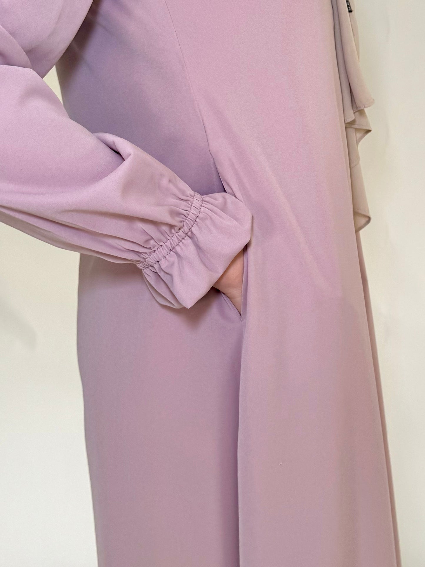 Zip Up Simple Poet Sleeve Abaya - Dusty Rose