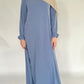 Zip Up Simple Poet Sleeve Abaya - Dusty Blue