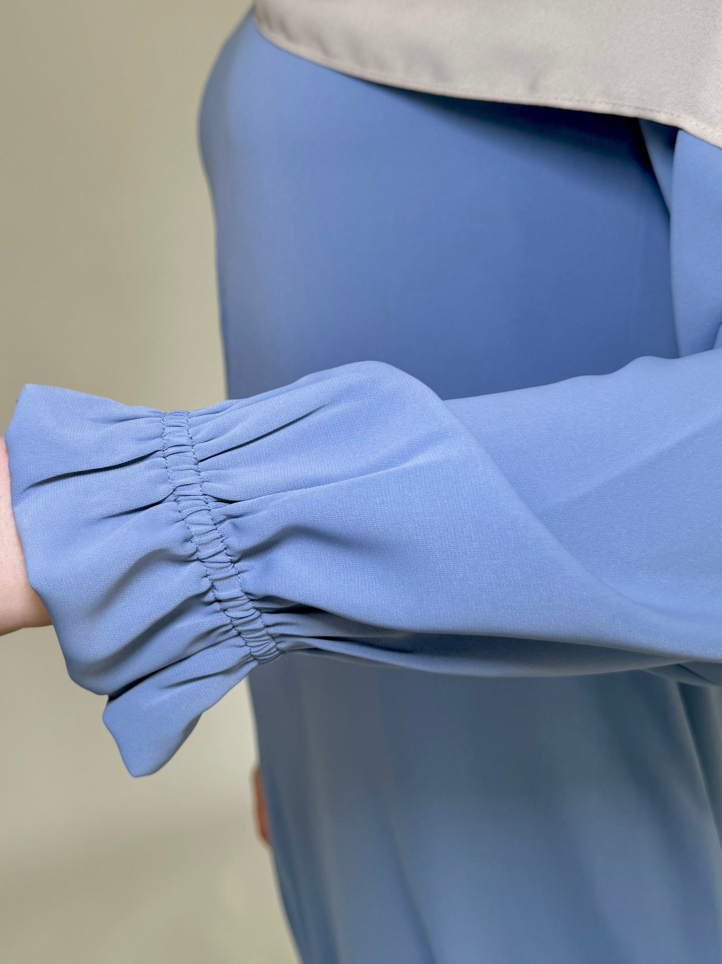 Zip Up Simple Poet Sleeve Abaya - Dusty Blue