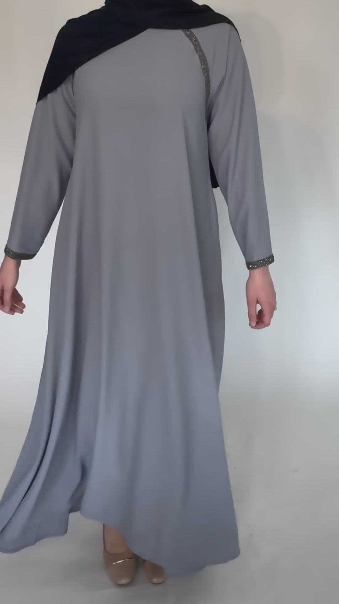 A-Line Umbrella Abaya - Gray