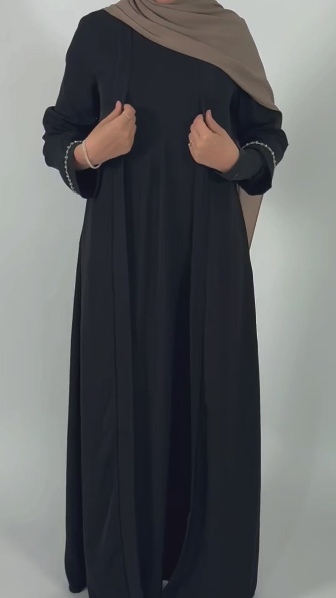 Front Fold Abaya - Black