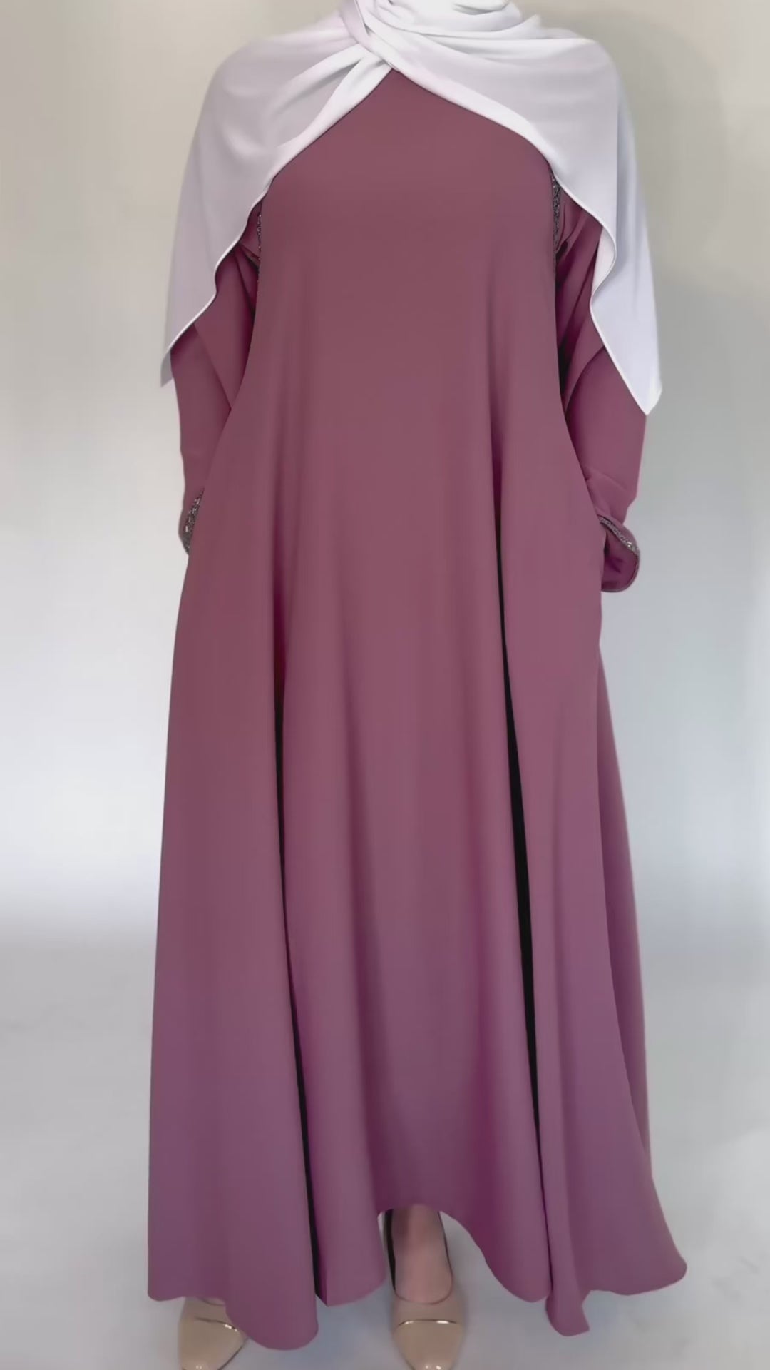 A-Line Umbrella Abaya - Dusty Rose