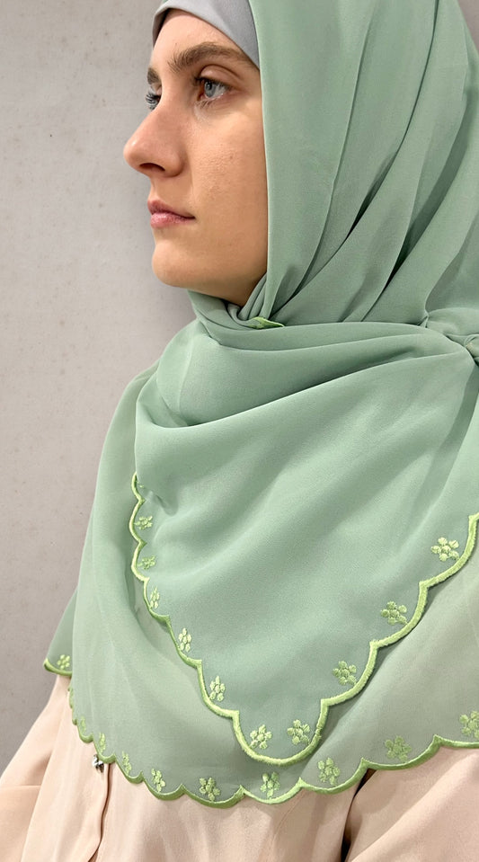 Square Chiffon Hijab - Light Green
