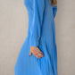 Button Down Pleated Dress Dusty Blue