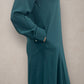 Pearl Side Button-Up Abaya Turquoise