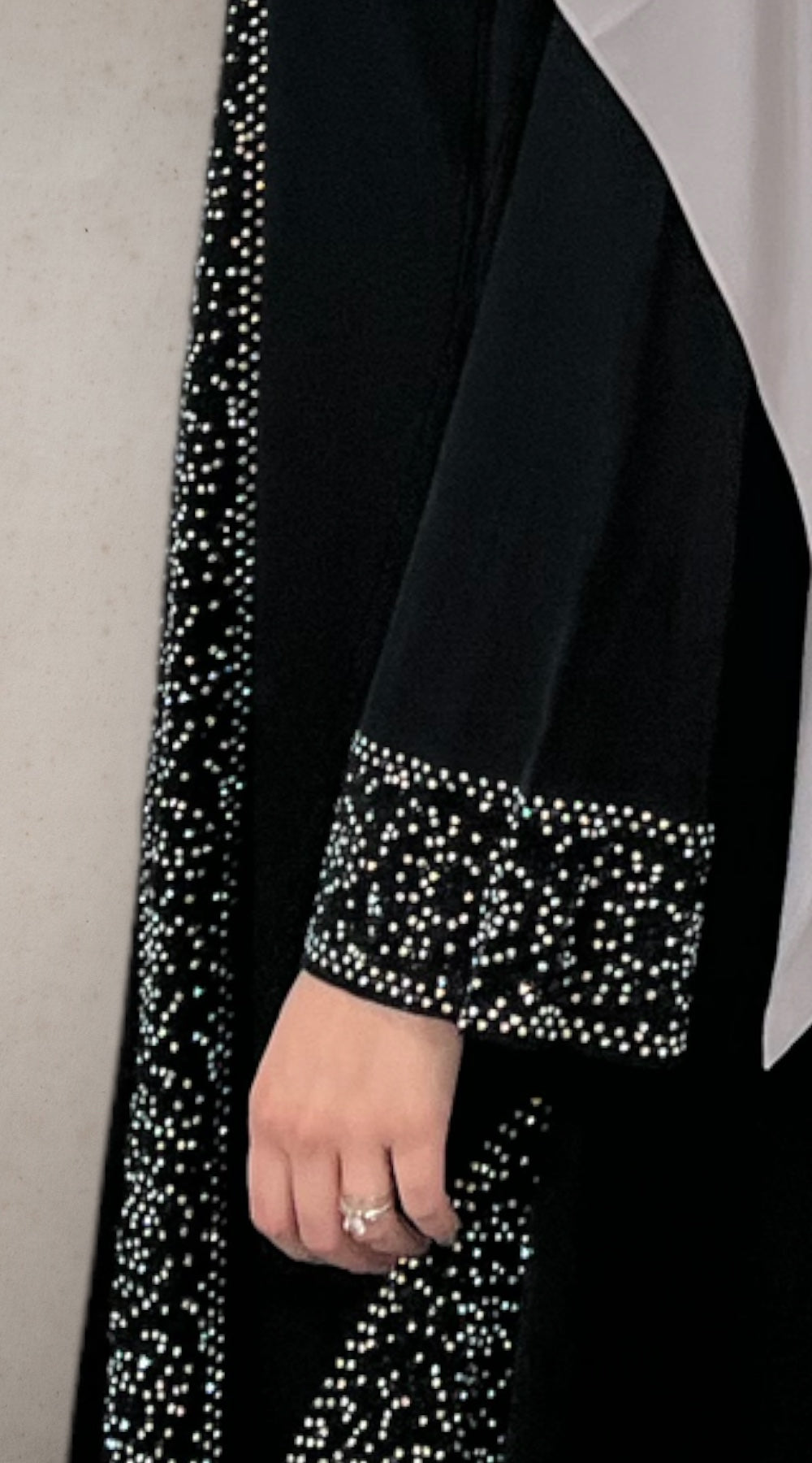 Rhinestone Abaya - Black