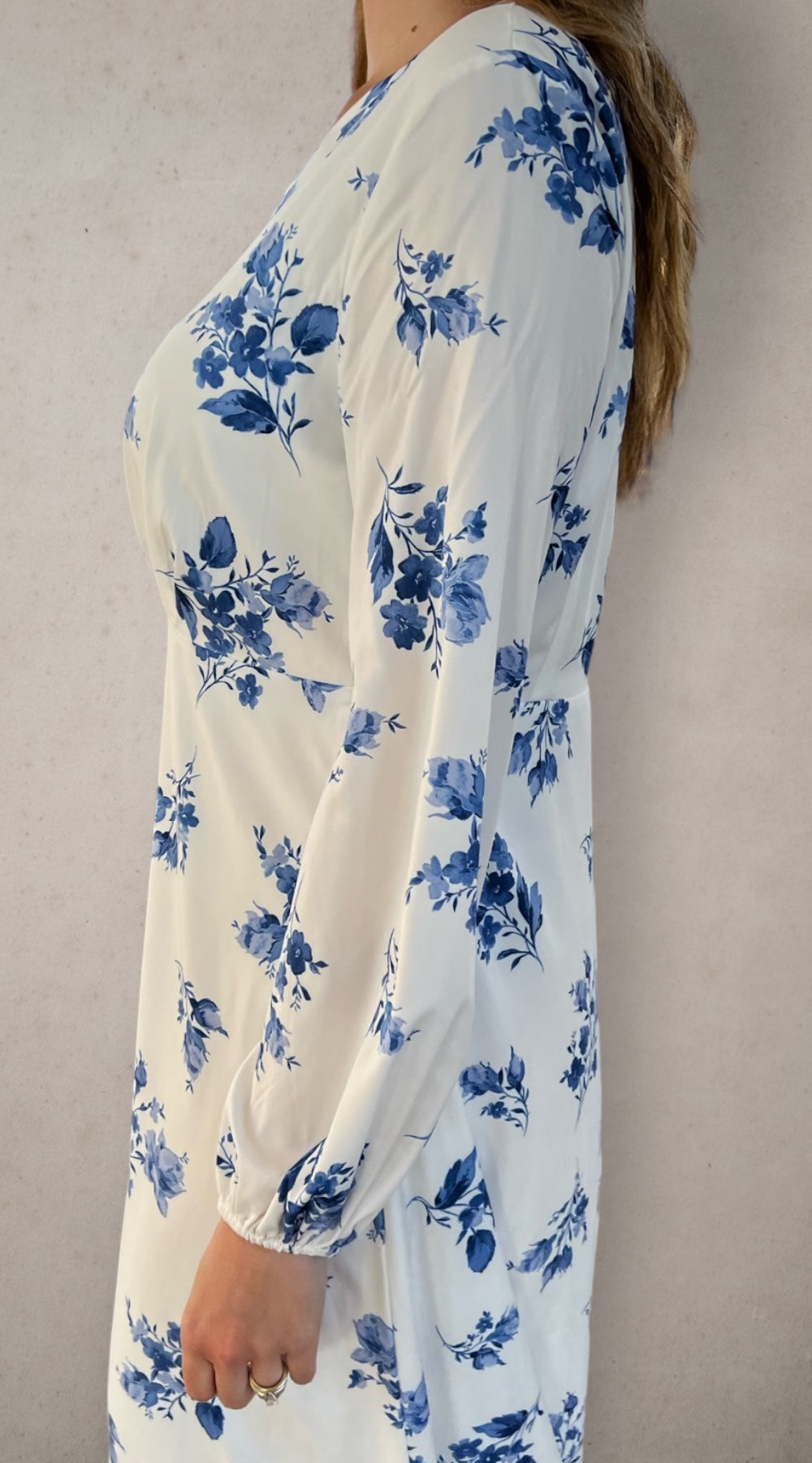 Floral Dress - Blue on White