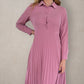 Button Down Pleated Dress - Dusty Pink