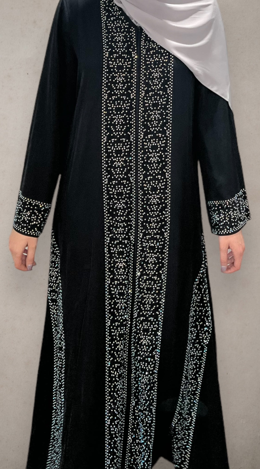 Rhinestone Abaya - Black