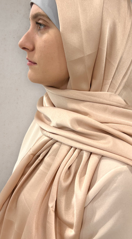 Satin Silk Hijab - Beige