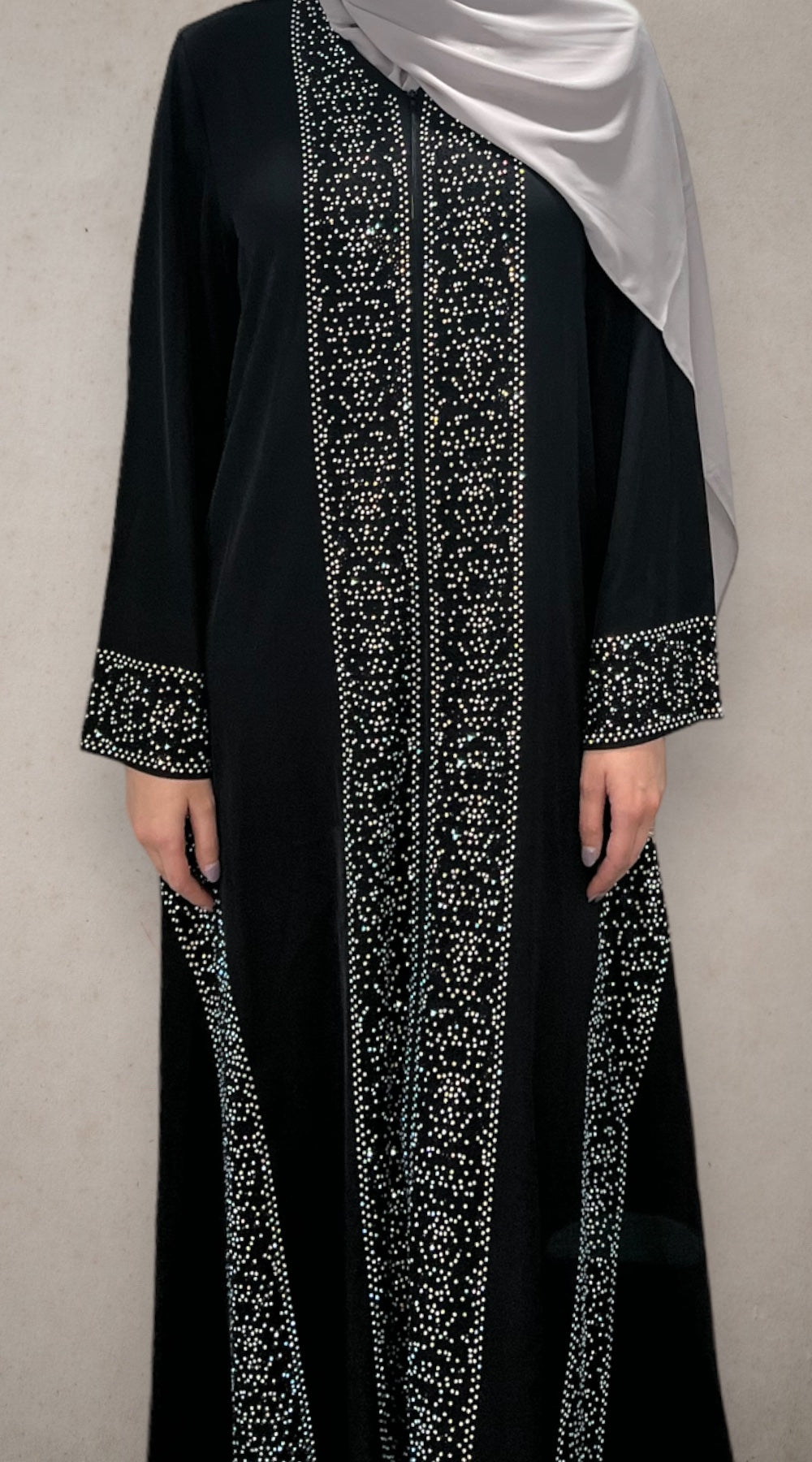 Rhinestone Abaya - Black