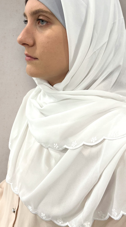 Square Chiffon Hijab - White