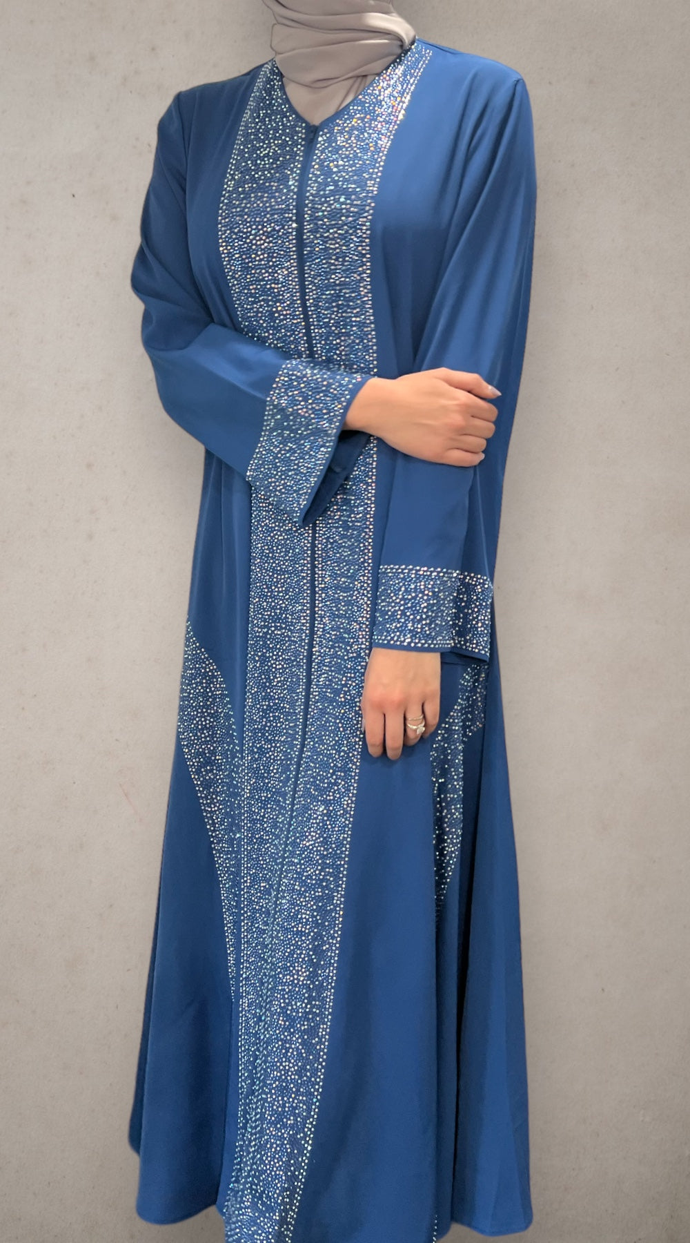 Rhinestone Abaya - Blue